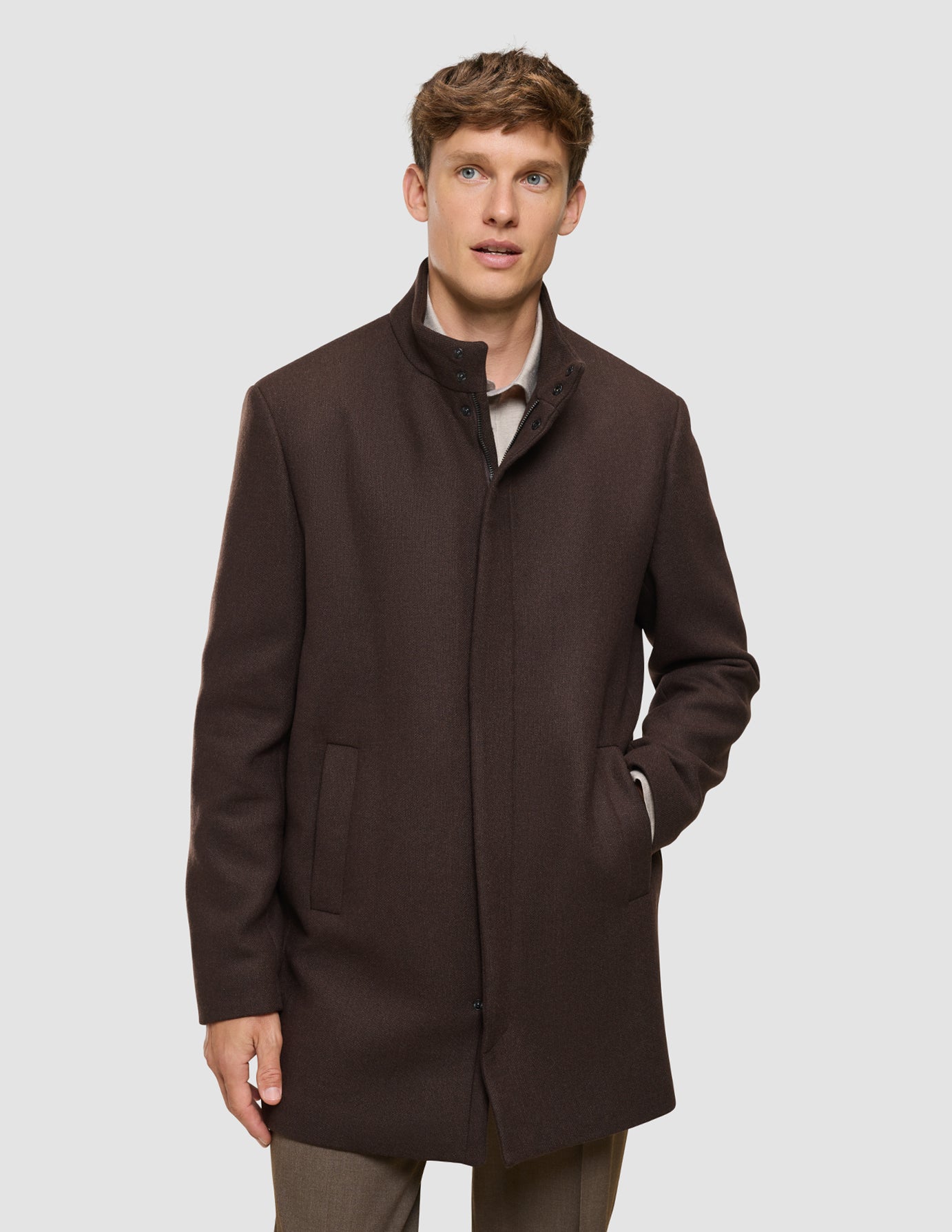 Casentino Wool Coat Saddle Brown